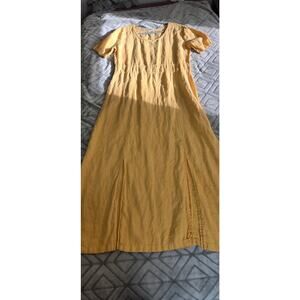 Captiva Road !00% Linen Maxi Dress 2 Front Slits Gold